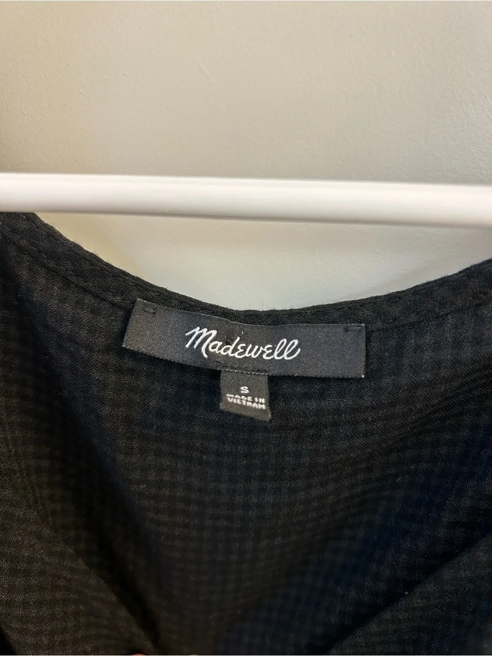 Madewell Black Puff-Sleeve Button-Front Blouse
